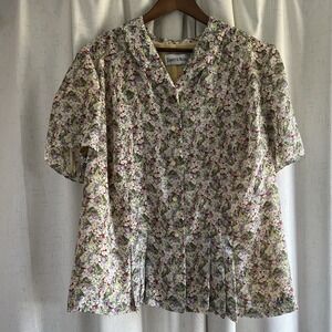 Vintage Danny & Nicole womens‎ blouse yellow floral size 20 W modern 90s